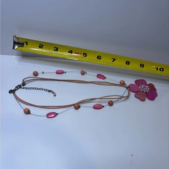 Pink Floral Pendant Necklace - Picture 3 of 3